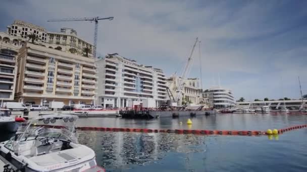 Yachts in sunny Monaco city Monte Carlo town Monte Carlo street — Stock Video