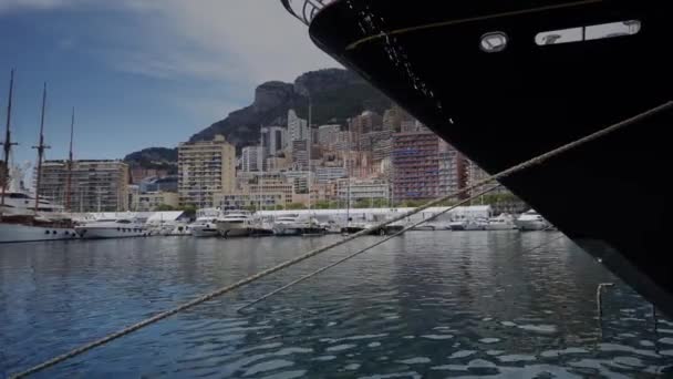 Yachts in sunny Monaco city Monte Carlo town Monte Carlo street — Stock Video