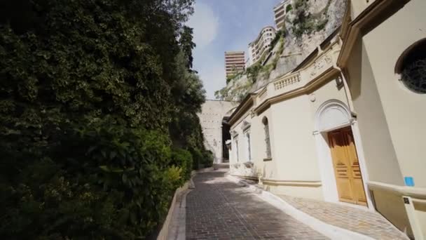 Igreja Catedral em Mônaco Monte Carlo cidade de verão — Vídeo de Stock
