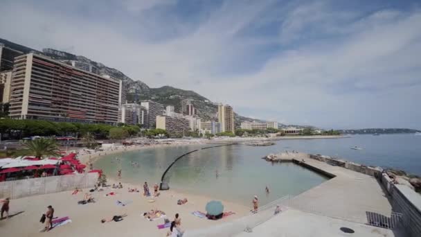 Monaco Sommaren Gator Bilar Byggnader Monte Carlo Havet Och Hus — Stockvideo