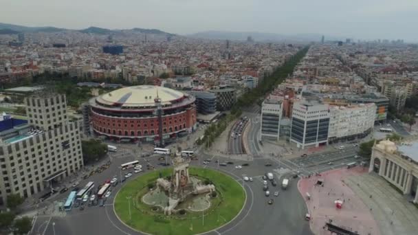 Barcelona stad Catalonië Spanje Drone historische Arena stadsgezicht Europa architectuur — Stockvideo