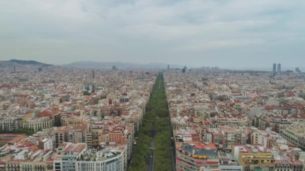 巴塞罗那城市加泰罗尼亚西班牙无人机历史景观欧洲建筑 — 图库视频影像