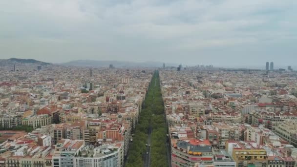 Barcelona city Katalónia Spanyolország Drone történelmi városkép európai építészet — Stock videók