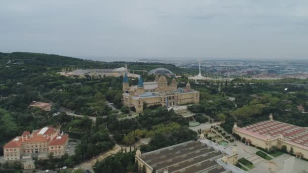 Barselona şehir Katalonya İspanya dron tarihsel cityscape Avrupa mimarisi — Stok video