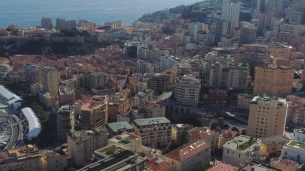 Monaco Monte Carlo staden Frankrike havet staden port yahts flats båtar och casino — Stockvideo