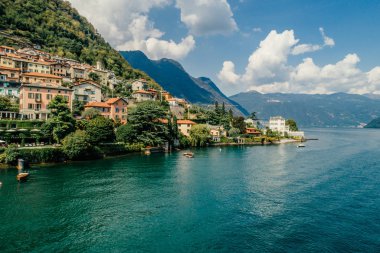İtalya Como Gölü dron hava dron yaz fotoğraf