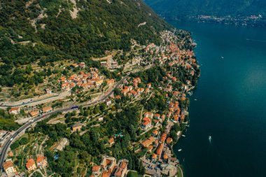 İtalya Como Gölü dron hava dron yaz fotoğraf