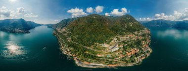 İtalya Como Gölü dron hava 360 vr sanal gerçeklik dron panorama