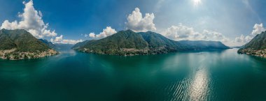 İtalya Como Gölü dron hava 360 vr sanal gerçeklik dron panorama