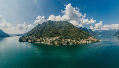 İtalya Como Gölü dron hava 360 vr sanal gerçeklik dron panorama