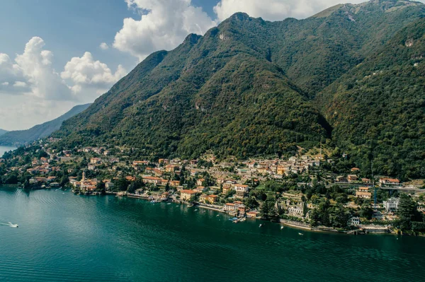 Itália Azul Como Lago Montanhas Verão Natureza Drone — Fotografia de Stock