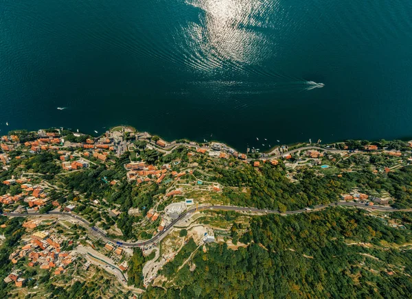 İtalya Como Gölü dron hava 360 vr sanal gerçeklik dron panorama