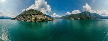 İtalya Como Gölü dron hava 360 vr sanal gerçeklik dron panorama