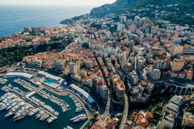 Bağlantı noktası Monaco Monte-Carlo Şehir riviera dron yaz fotoğraf Yatlar
