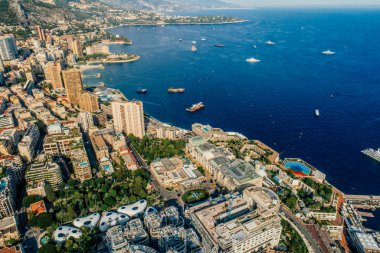 Monaco Monte-Carlo Şehir riviera dron yaz fotoğraf