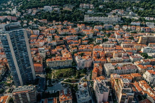 Monaco Monte-Carlo Şehir riviera dron yaz fotoğraf içinde gökdelenler — Stok fotoğraf