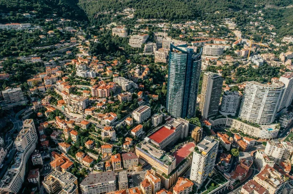 Rascacielos en Mónaco Monte Carlo riviera Drone foto de verano — Foto de Stock