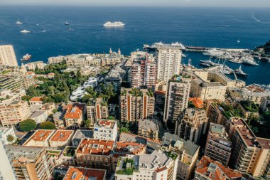 Monaco Monte-Carlo Şehir riviera dron yaz fotoğraf içinde gökdelenler