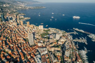 Monaco Monte-Carlo Şehir riviera dron yaz fotoğraf