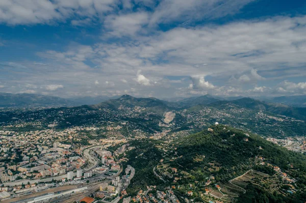 Niza ciudad en el sur de Francia en la costa azul una vista desde arriba Panorama Drone — Foto de Stock