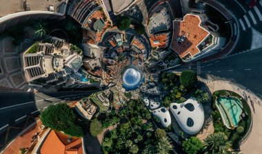 Monaco Monte-Carlo Şehir riviera dron yaz fotoğraf hava 360 vr sanal gerçeklik dron panorama dağlarda