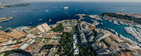 Mountains in Monaco Monte-Carlo city riviera Drone summer photo Air 360 vr virtual reality drone panorama — Stock Photo, Image