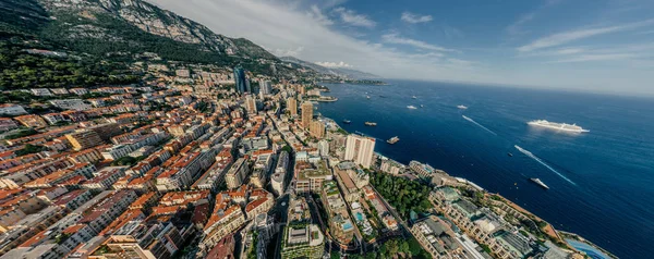Monaco Monte-Carlo Şehir riviera dron yaz fotoğraf hava 360 vr sanal gerçeklik dron panorama dağlarda
