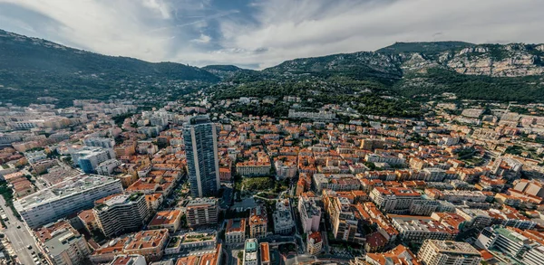 Bergen i Monaco Monte-Carlo staden riviera Drone sommar foto Air 360 vr virtual reality drone panorama — Stockfoto