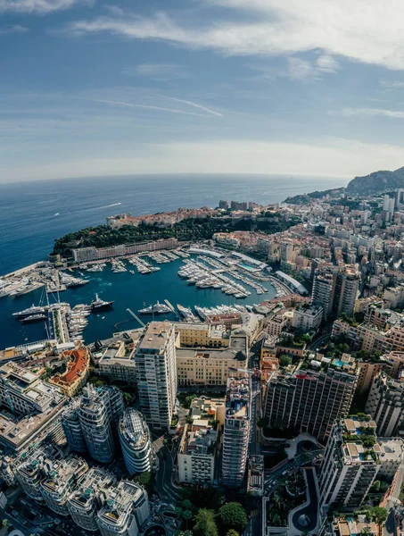 Monaco Monte-Carlo város riviera Drone nyári fotó 360 levegő vr virtuális valóság drone panoráma-hegység — Stock Fotó