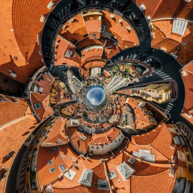 Monaco Monte-Carlo Şehir riviera dron yaz fotoğraf hava 360 vr sanal gerçeklik dron panorama dağlarda
