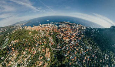 Monaco Monte-Carlo Şehir riviera dron yaz fotoğraf hava 360 vr sanal gerçeklik dron panorama dağlarda