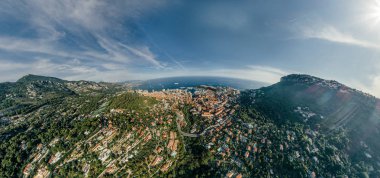 Monaco Monte-Carlo Şehir riviera dron yaz fotoğraf hava 360 vr sanal gerçeklik dron panorama dağlarda