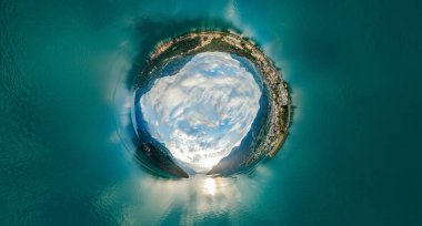 İsviçre dağ Gölü doğa dron dron hava 360 vr sanal gerçeklik dron panorama
