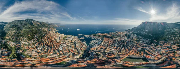 Montanhas em Mônaco Monte-Carlo cidade riviera Drone verão foto Air 360 vr realidade virtual panorama drone — Fotografia de Stock