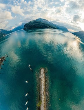 İsviçre dağ Gölü doğa dron dron hava 360 vr sanal gerçeklik dron panorama