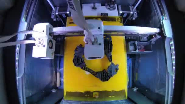 Impresora 3D Timelapse ABS impresión de plástico, fabricación de diseño, cnc, máquina, producción de modelos, tecnología led iluminación — Vídeos de Stock