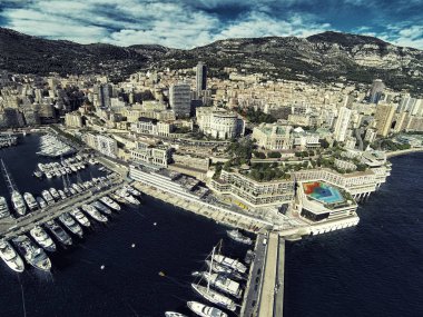 Bağlantı noktası Monaco Monte-Carlo Şehir riviera dron yaz fotoğraf Yatlar