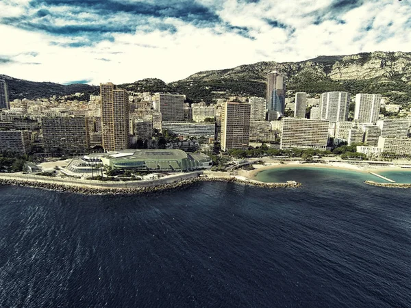 Arranha-céus em Mônaco Monte-Carlo Riviera Drone fotos de verão — Fotografia de Stock