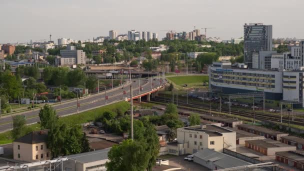 Minsk City Timelapse Road Cars Traffic on the Bridge — Stock Video