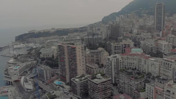 Monaco City France Sea Town port yahts block av lägenheter båtar och Monte Carlo Casino — Stockvideo