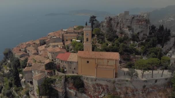 Замок Ез у Франції біля Монако drode Flight 4K — стокове відео