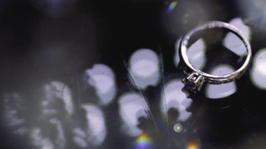 Altın Alyans makro closeup lensflare ateş diamon Mücevher