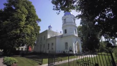 White Orthodox Church in a small summer town in Latvia