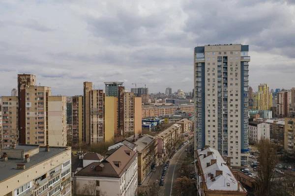 Kiev in urkaine Drohne Foto der Innenstadt und Schlafbereiche — Stockfoto