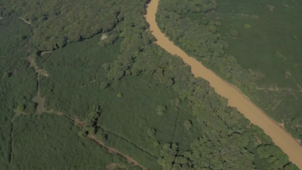 Žlutá řeka mezi džunglí v Kambodži, Pean Bang, Tonle Sap Lake 4k — Stock video