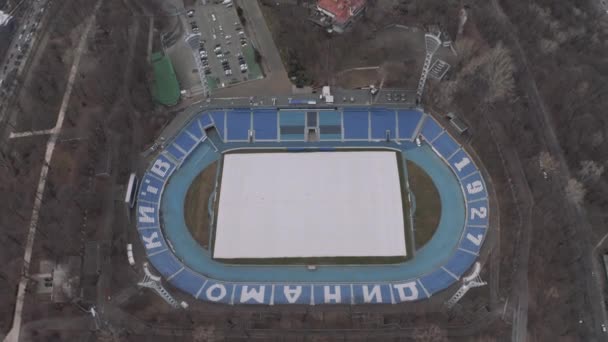 キエフのディナモスタジアムウクライナ4kドローン飛行 — ストック動画