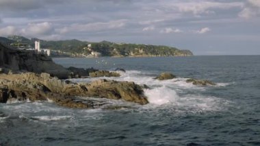 Lloret de Mar Akdeniz 'de yazın İspanya' da İnsansız Hava Aracı