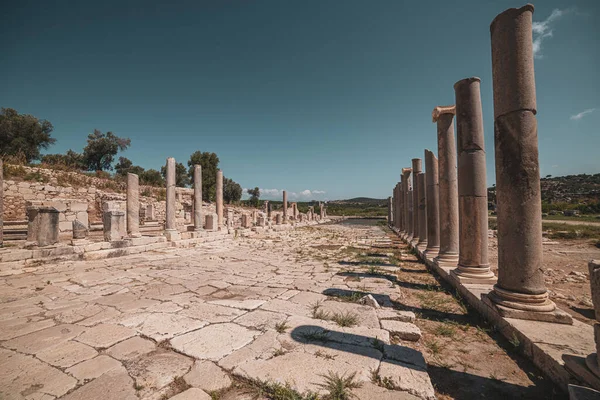 Patara Pttra 古希腊城市Patara的废墟 安培剧院和丽夏公众集会大厅 Patara当时在Lycia Lycian 联盟的首都 空中拍摄的景象 安塔利亚 土耳其 — 图库照片