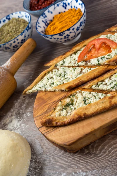 Traditional Turkish Baked Dish Pide Turkish Pizza Pide Middle Eastern — Stock Photo, Image