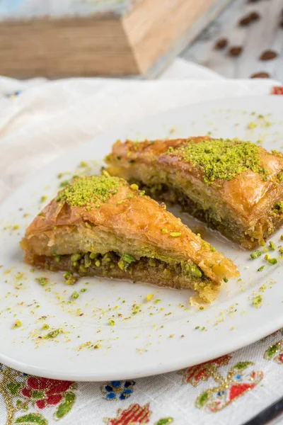 Café Turc Dessert Traditionnel Turc Baklava Dans Une Assiette — Photo